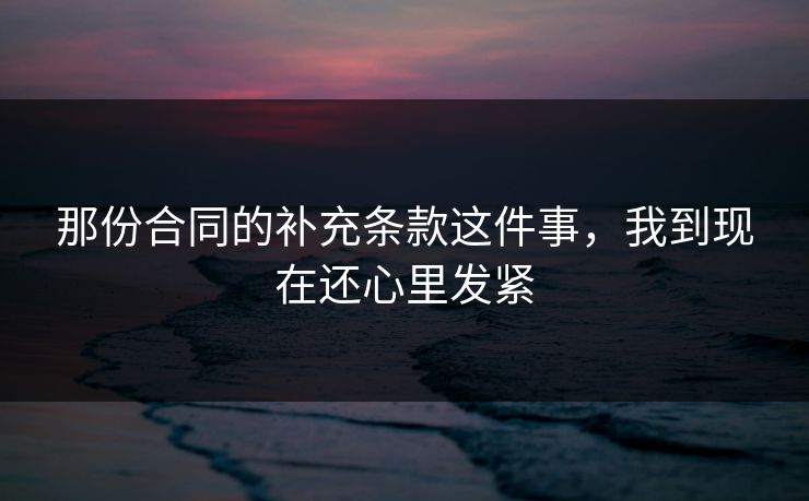 那份合同的补充条款这件事，我到现在还心里发紧
