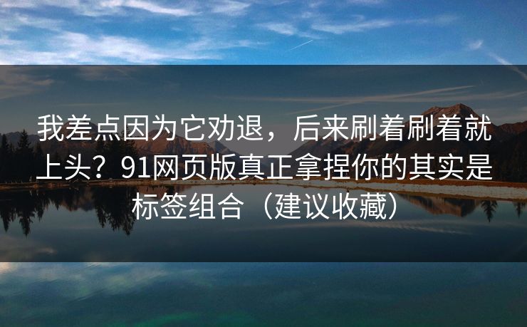 我差点因为它劝退，后来刷着刷着就上头？91网页版真正拿捏你的其实是标签组合（建议收藏）